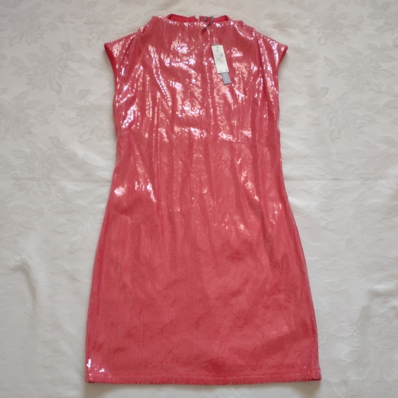 New🆕 Anthropologie Sequins Cowl High Neck Red Dress Maya Shine Sparkle Cocktail